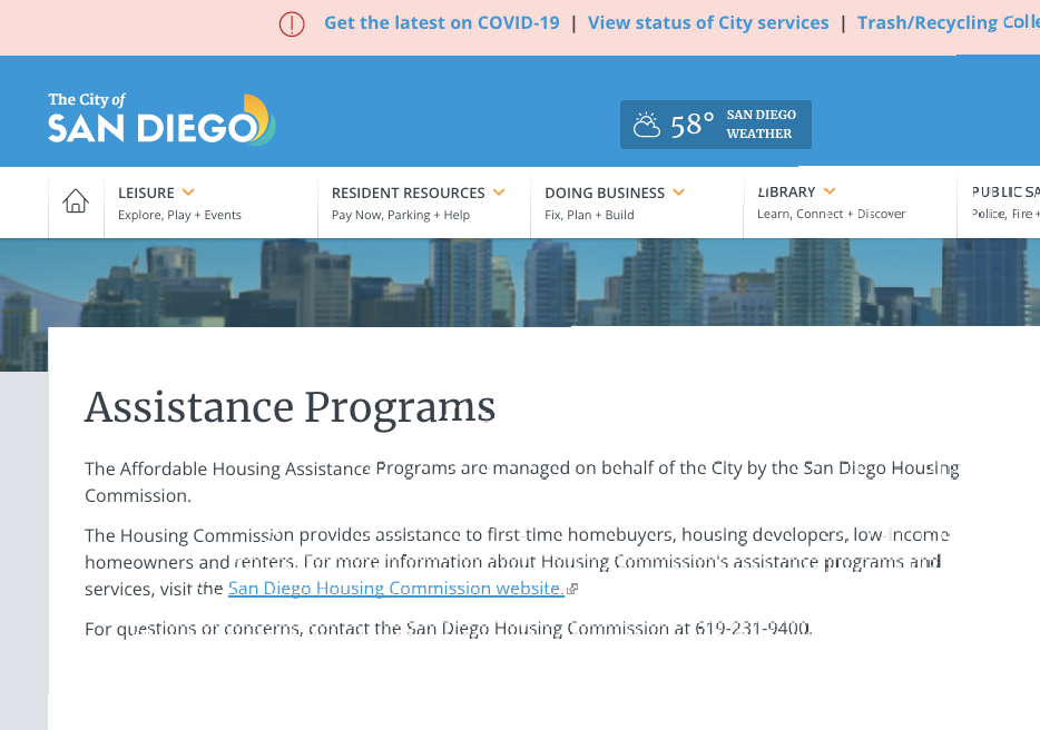 San diego assistance programs